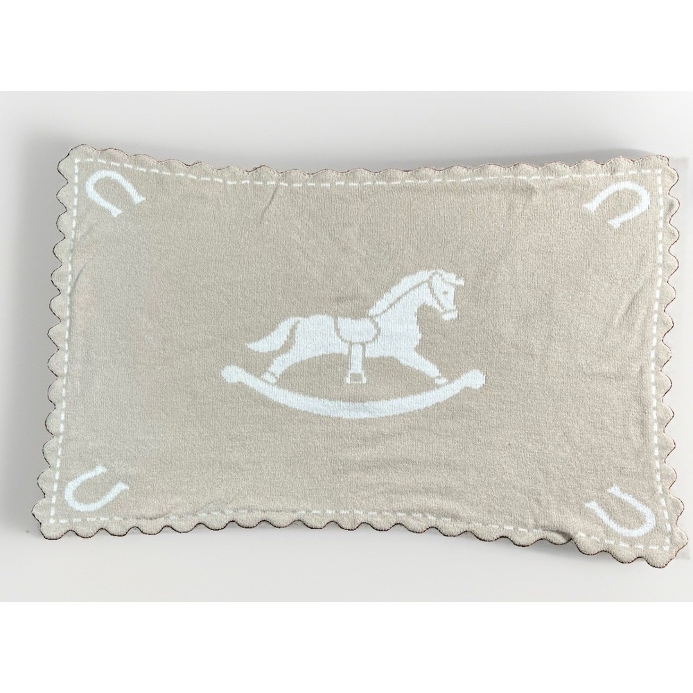 Kylie + Deena Baby Blanket 30x40 Western Cowboy Rocking‎ Horse Horseshoe Plush